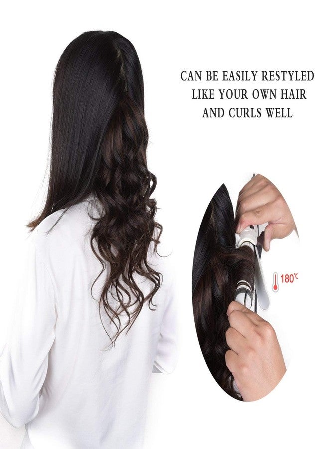 Winsky 16" Clip in Hair Extensions Remy Human Hair for Women - Silky Straight Human Hair Clip in Extensions 55grams 4pieces Dark Brown #2 Color - Image 3